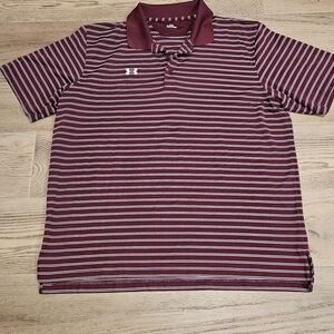 Under Armour Men's Maroon and White Striped Polo